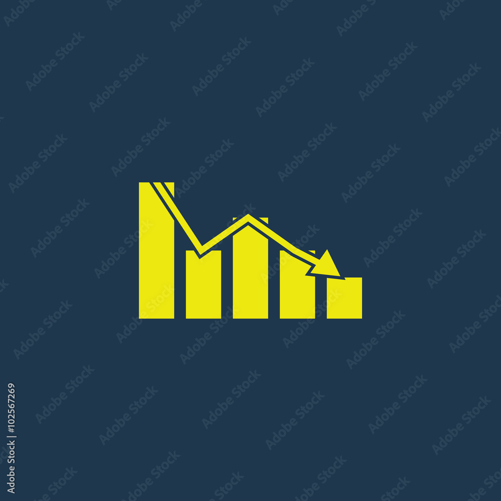 Yellow icon of Graph on dark blue background. Eps.10 Yellow icon of Graph on dark blue background. Eps.10