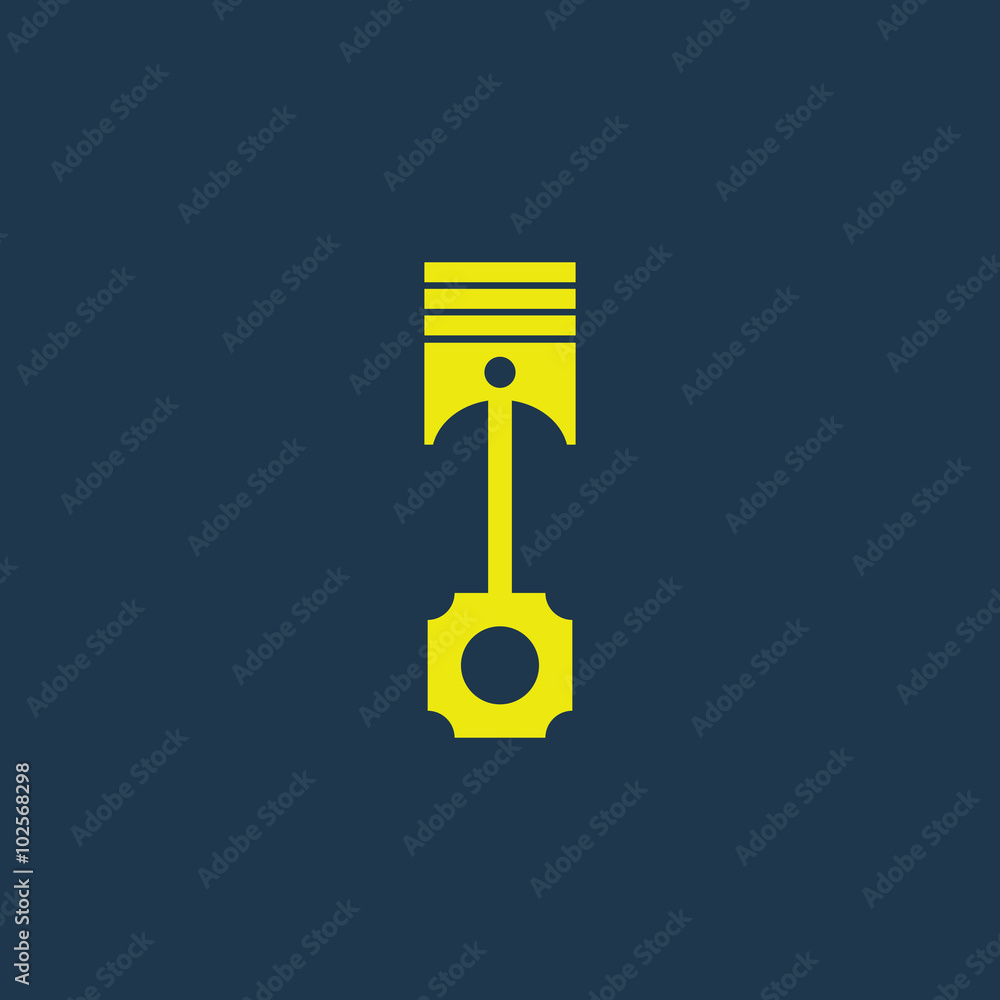Yellow icon of Piston on dark blue background. Eps.10