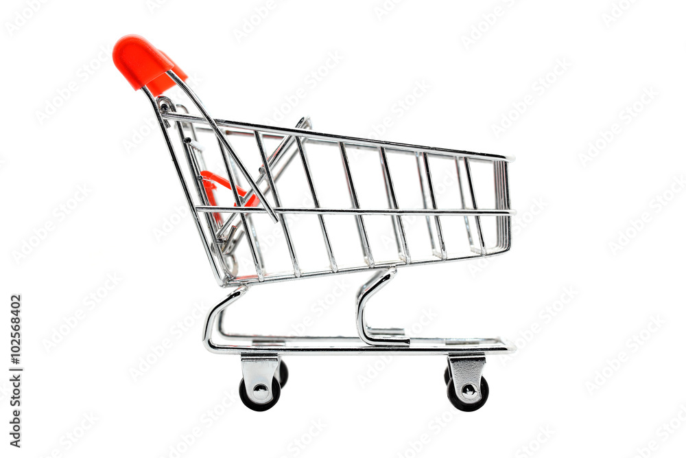 supermarket shopping cart, isolated on white