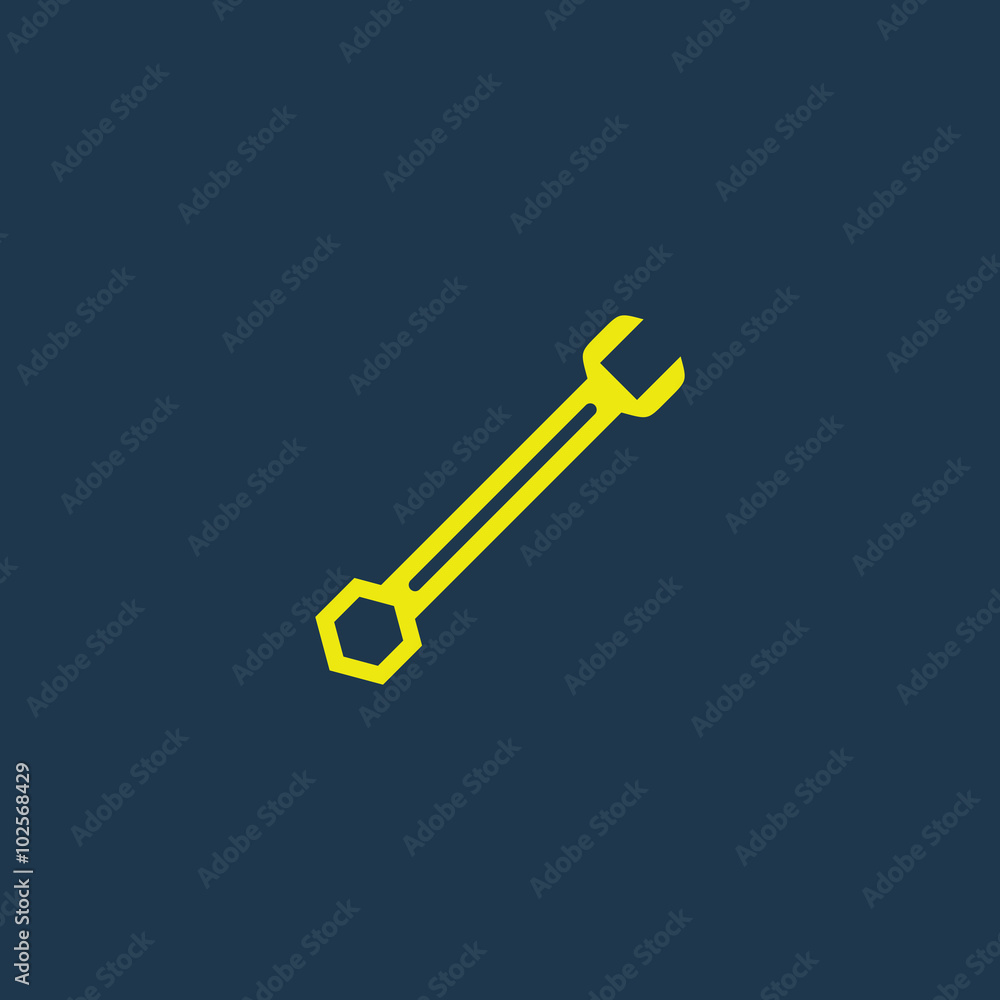 Yellow icon of Wrench on dark blue background. Eps.10 Yellow icon of Wrench on dark blue background. Eps.10