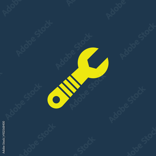 Yellow icon of Wrench on dark blue background. Eps.10