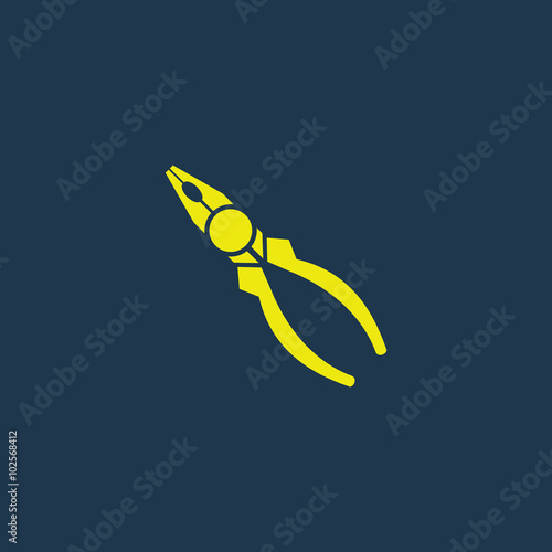 Yellow icon of Pliers on dark blue background. Eps.10