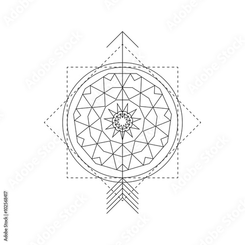 Abstract mystical geometry symbol. Vector linear alchemy, occult and philosophical sign.