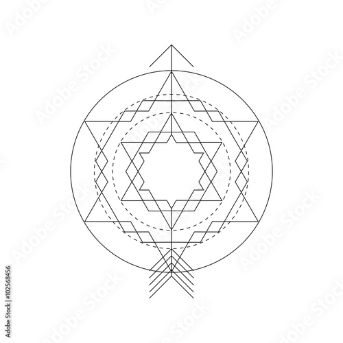 Abstract mystical geometry symbol. Vector linear alchemy, occult and philosophical sign.