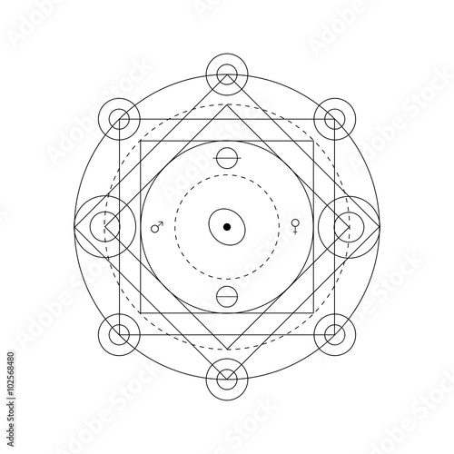 Abstract mystical geometry symbol. Vector linear alchemy, occult and philosophical sign.