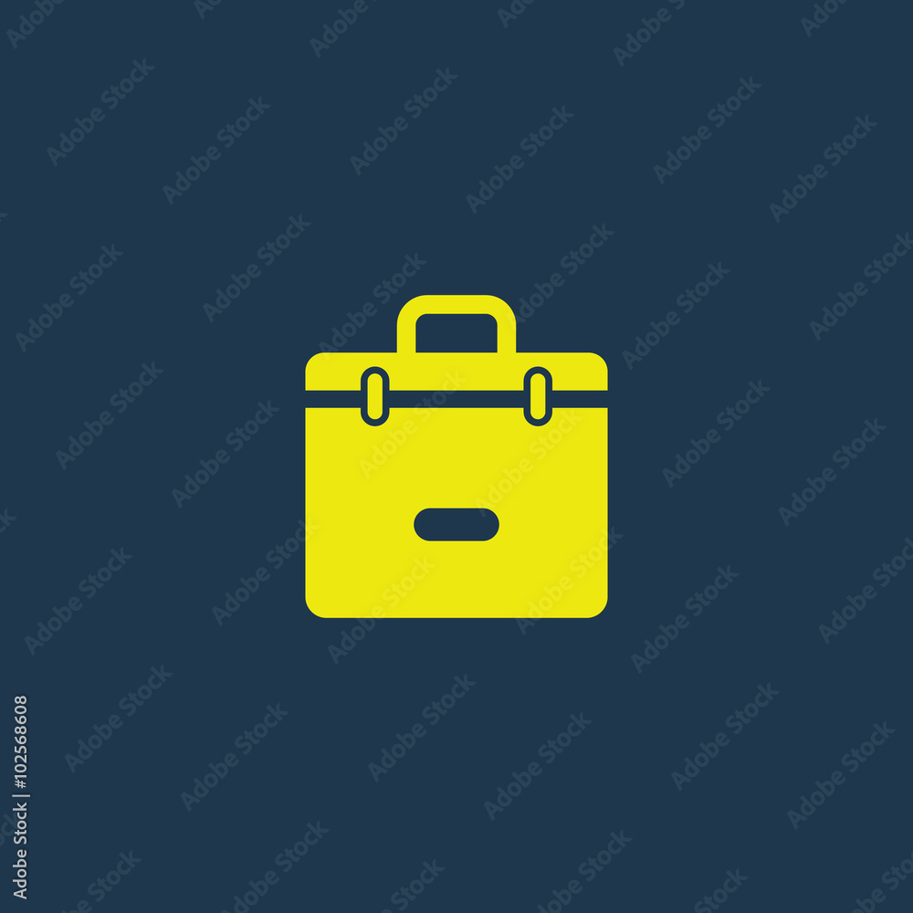 Yellow icon of Suitcase on dark blue background. Eps.10 Yellow icon of Suitcase on dark blue background. Eps.10
