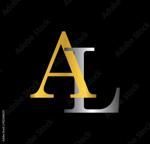 AL initial letter with gold and silver