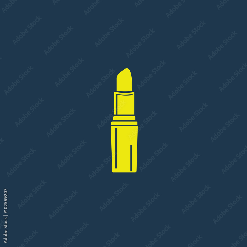 Yellow icon of Lipstick on dark blue background. Eps.10 Yellow icon of Lipstick on dark blue background. Eps.10