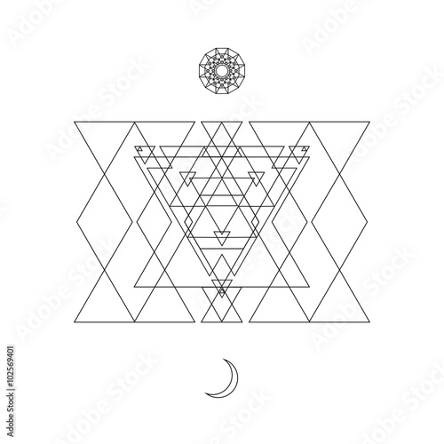 Abstract mystical geometry symbol. Vector linear alchemy, occult and philosophical sign.