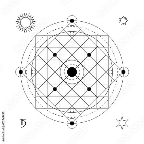 Abstract mystical geometry symbol. Vector linear alchemy, occult and philosophical sign.