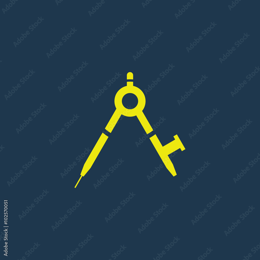 Yellow icon of Geometry Compass on dark blue background. Eps.10 Yellow icon of Geometry Compass on dark blue background. Eps.10