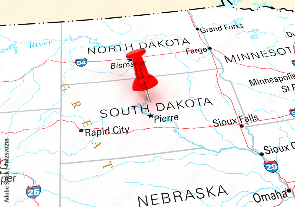 Obraz South Dakota Map