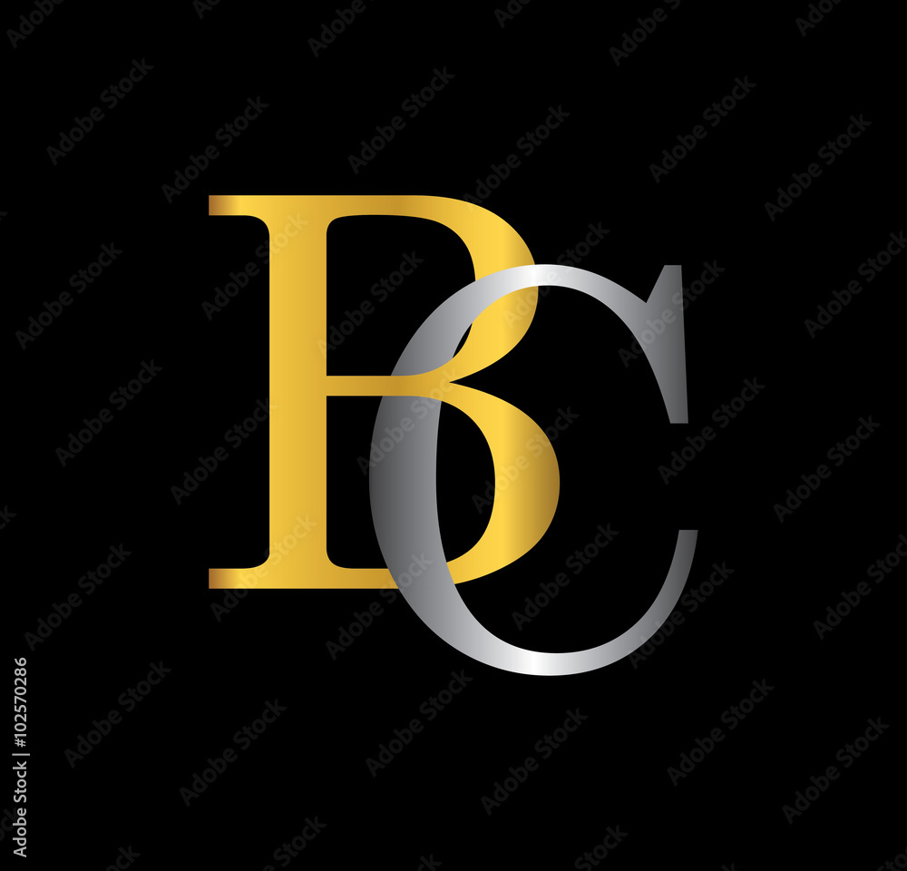 BC initial letter with gold and silver BC initial letter with gold and silver