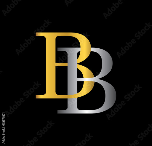 BB initial letter with gold and silver