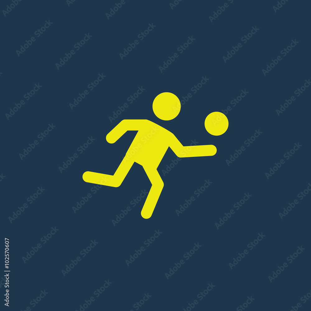Yellow icon of Volleyball Player on dark blue background. Eps.10