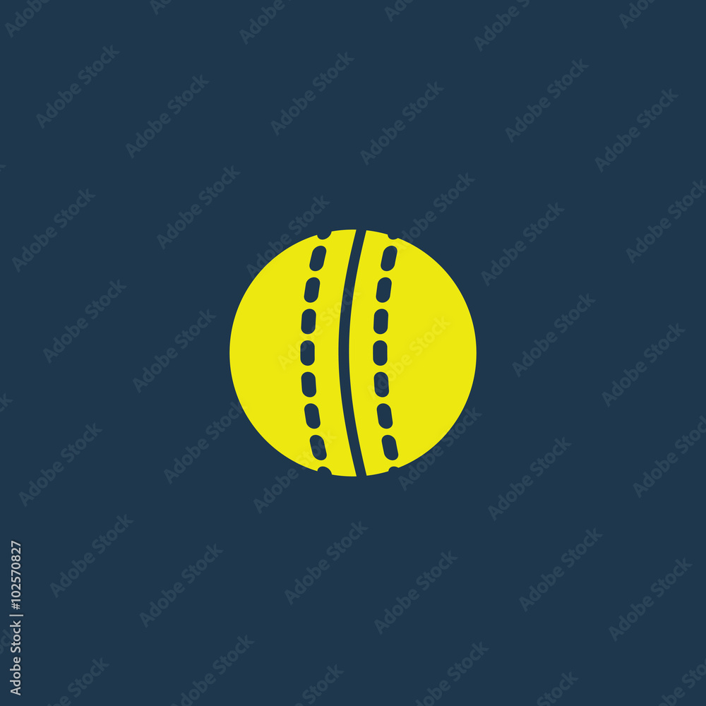 Yellow icon of Cricket Ball on dark blue background. Eps.10 Yellow icon of Cricket Ball on dark blue background. Eps.10