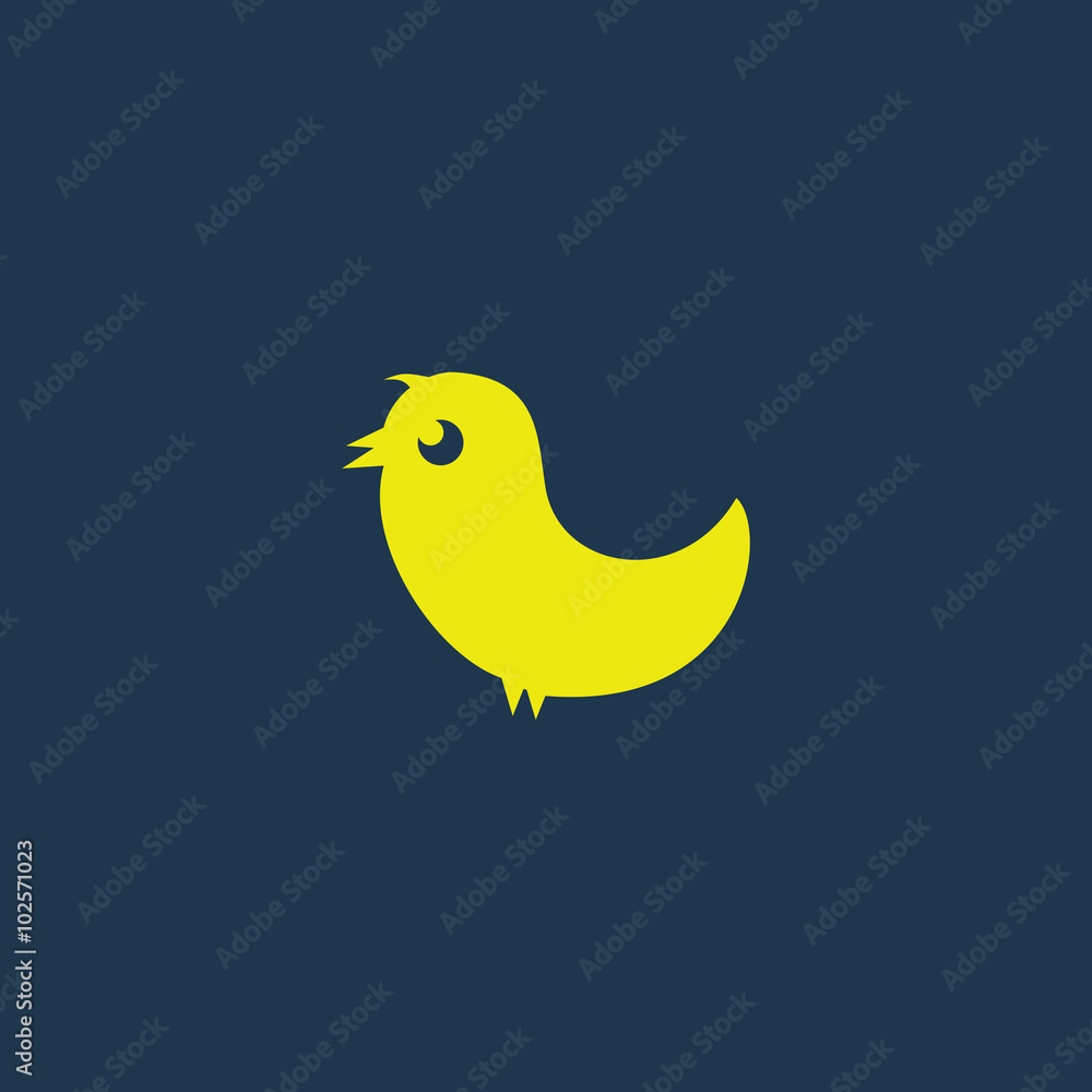 Yellow icon of Bird on dark blue background. Eps.10 Yellow icon of Bird on dark blue background. Eps.10