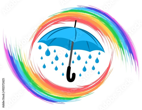 Rainbow with umbrella.