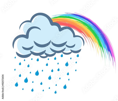Rainbow with rain.