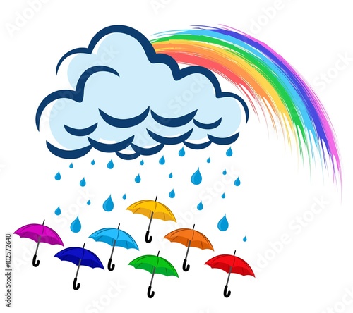 Rainbow with rain.