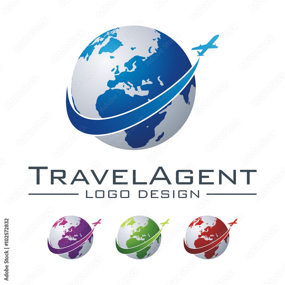 Travel And Tour Logo, Plane, Globe, Design Logo Vector Stock Vector | Adobe  Stock