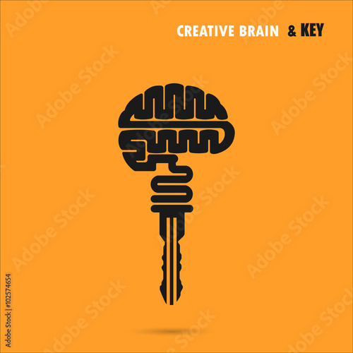 Creative brain sign with key symbol. Key of success.Concept of i