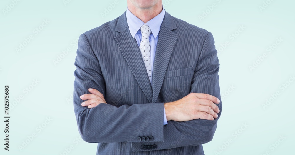 Composite image of portrait of businessman with arm crossed Composite image of portrait of businessman with arm crossed