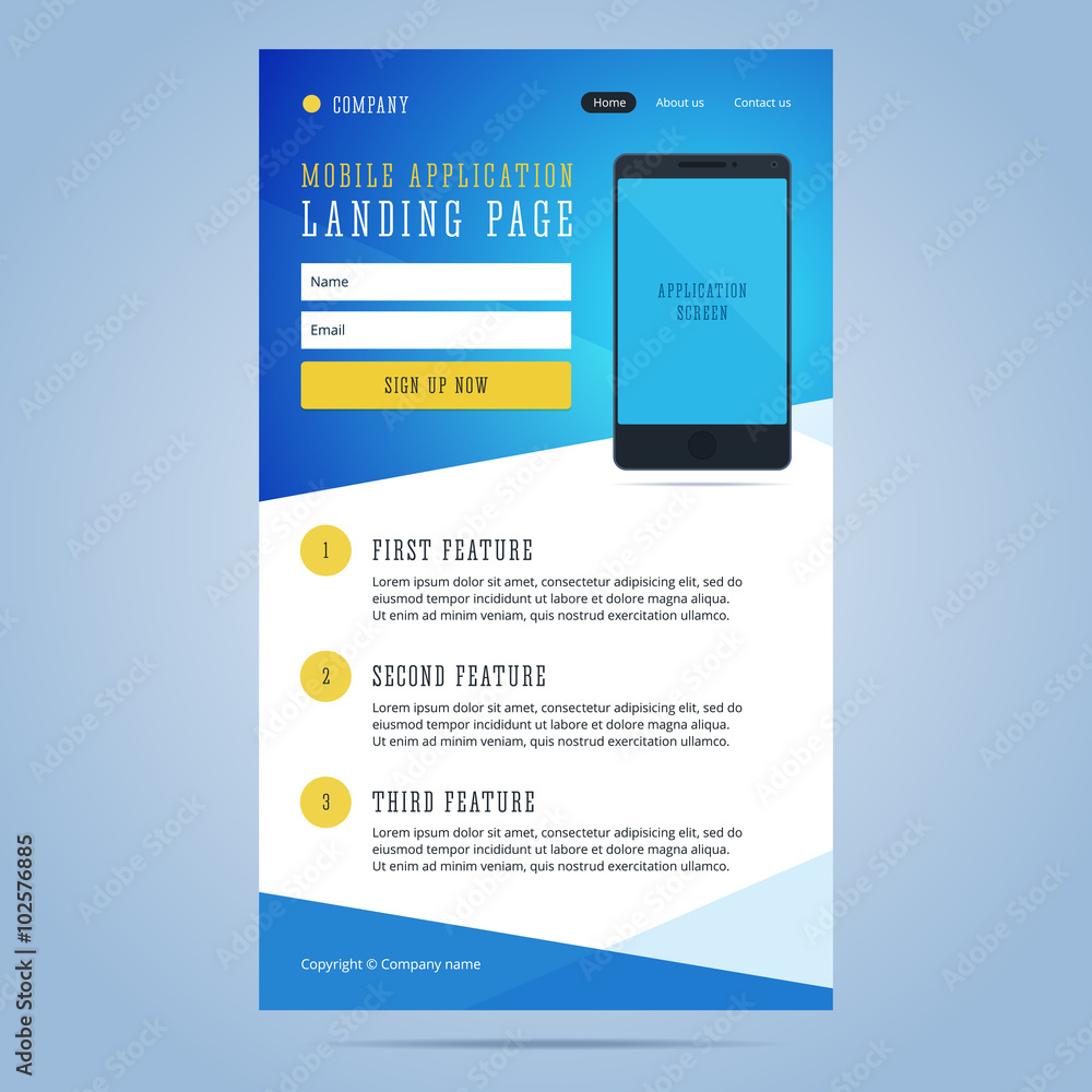 Landing page for mobile application promotion. Landing page for mobile application promotion.