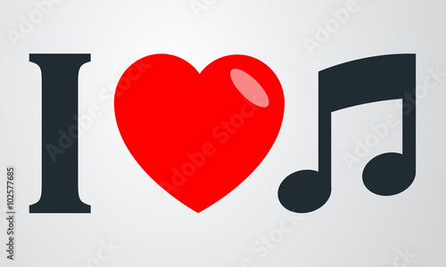 Icono plano i love musica en fondo degradado #2