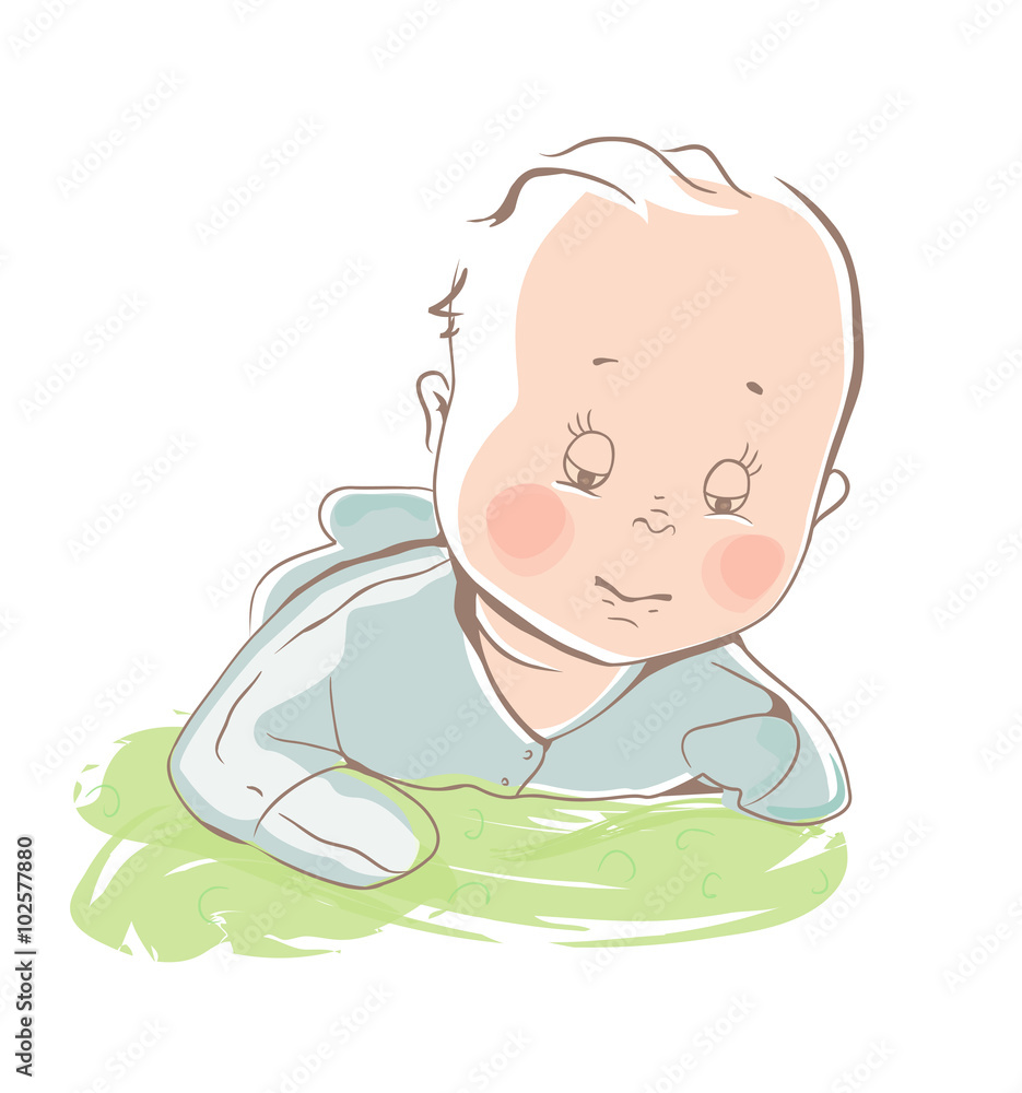 Newborn baby boy. Vector Illustration isolated on white background. Newborn baby boy. Vector Illustration isolated on white background.
