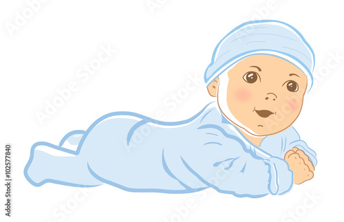 Happy baby boy. Vector Illustration isolated on white background.