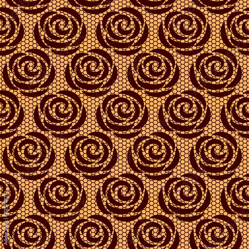 Brown rose lace on beige background