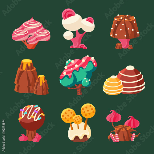 Cartoon Sweet Candy Land. Vector Illustration
