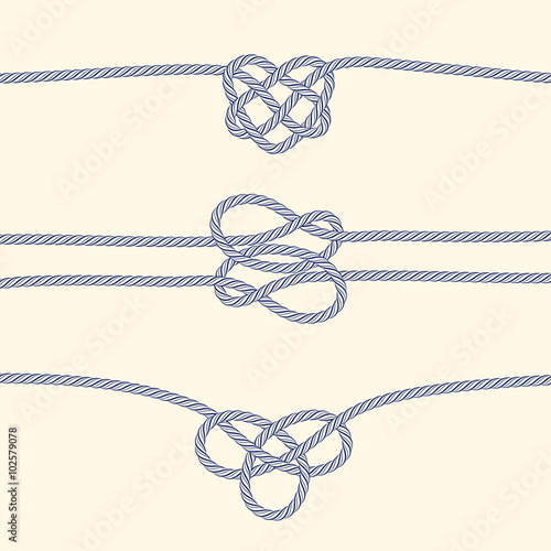 Set of rope borders with decorative knots