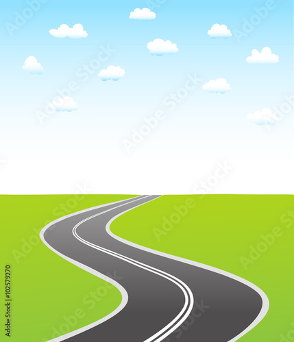 black asphalt road and sky with clouds. vector
