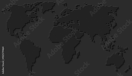 Abstract world map with dots / circles & shadow
