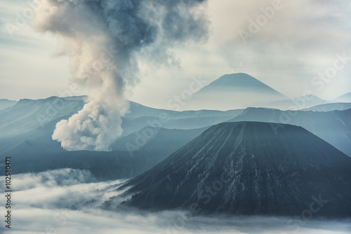 Activity at Bromo volcano in east Java
