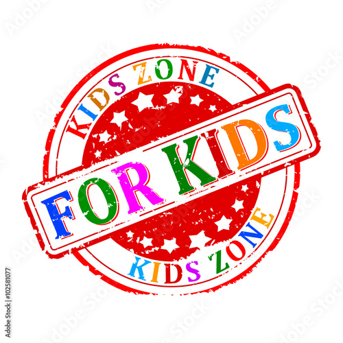 Scratched round colored stamped - for kids, kids zone - vector svg