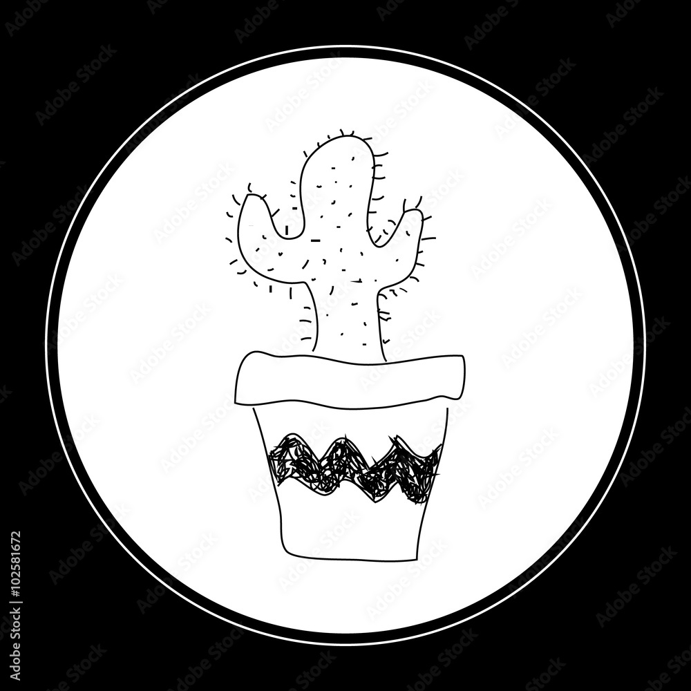 Simple doodle of a cactus in a pot Simple doodle of a cactus in a pot