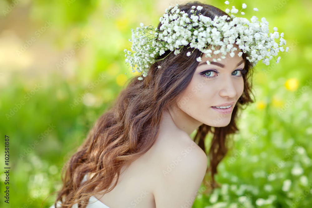 beautiful woman with bunch beautiful woman with bunch