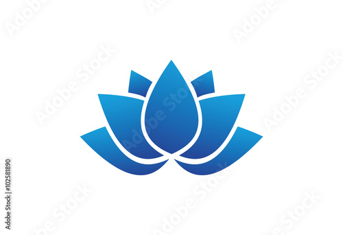 Beautiful turquoise lotus flower logo