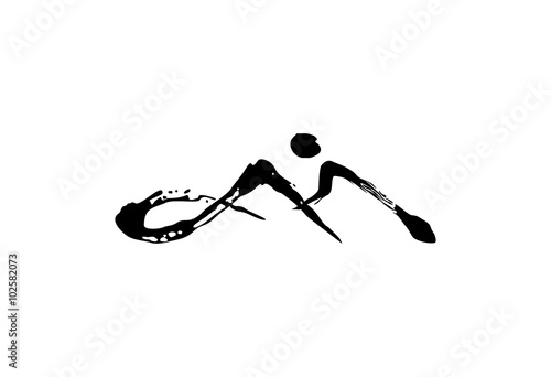 M letter calligraphic hand drawn logo