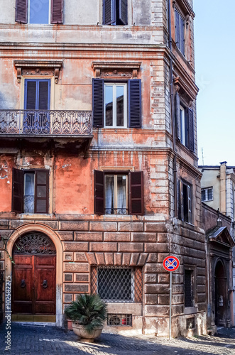 Traditional old buildings Street view in Rome © ilolab