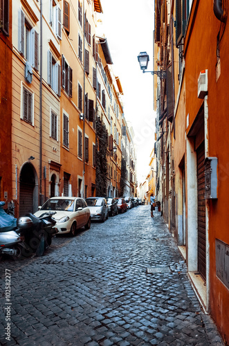 Fototapeta Naklejka Na Ścianę i Meble -  Traditional old buildings Street view in Rome