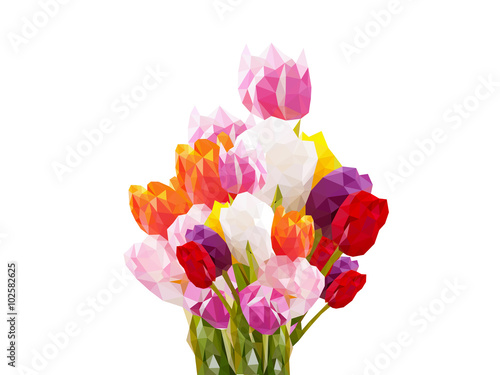 Fototapeta Naklejka Na Ścianę i Meble -  low poly tulips, triangulation