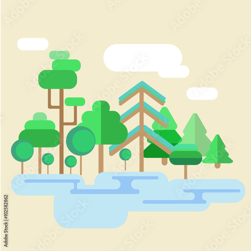 landscape of a spring forest