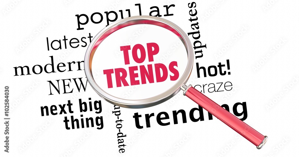 Top Trends Magnifying Glass Hot Topics News Words 4K Top Trends Magnifying Glass Hot Topics News Words 4K
