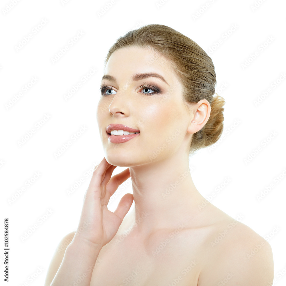 Beauty portrait of girl with beautiful healthy face and blond ha Beauty portrait of girl with beautiful healthy face and blond ha