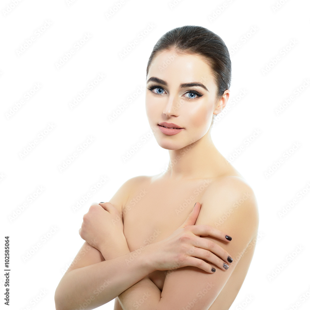 Beauty portrait of young woman with healthy skin and hair, studi Beauty portrait of young woman with healthy skin and hair, studi