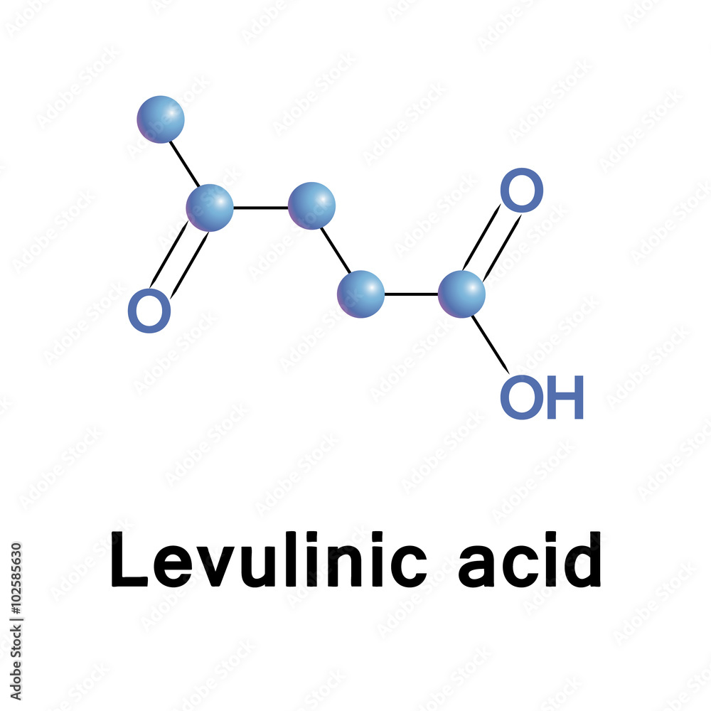 Molecule of levulinic acid Molecule of levulinic acid